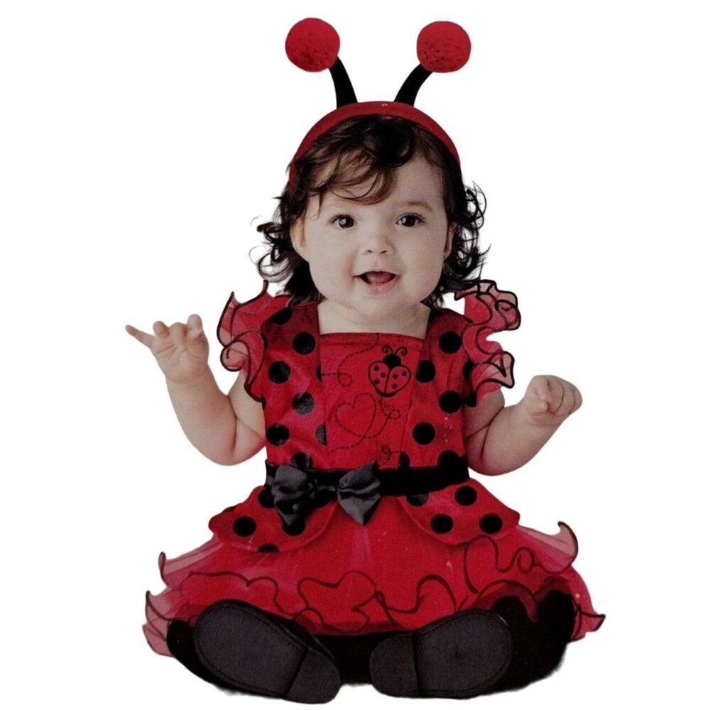 Infant 6 to 12 Months Lovebug Ladybug Dress and Headpiece Halloween Costume